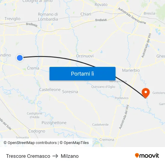 Trescore Cremasco to Milzano map
