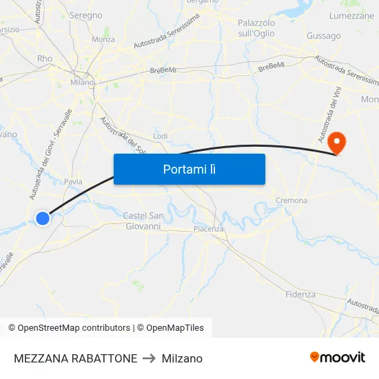 MEZZANA RABATTONE to Milzano map