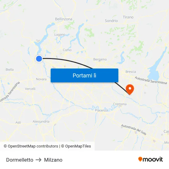 Dormelletto to Milzano map