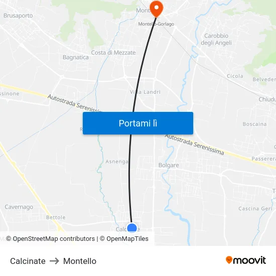 Calcinate to Montello map
