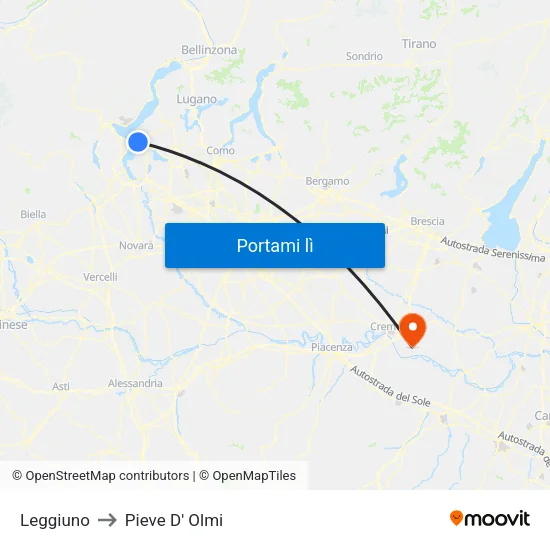 Leggiuno to Pieve D' Olmi map