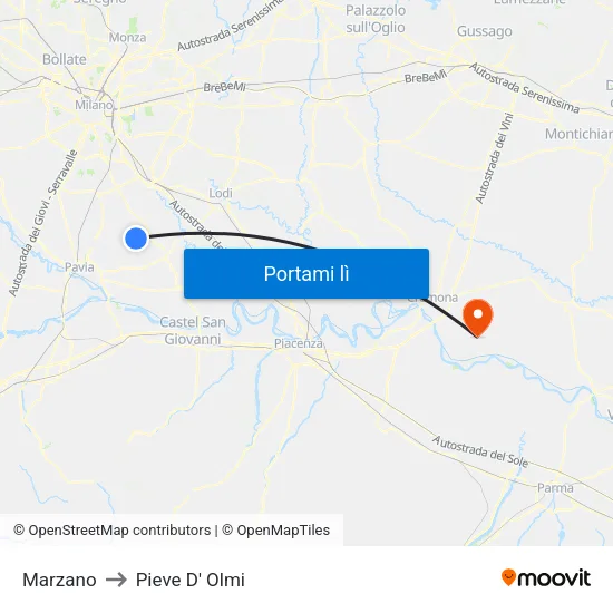 Marzano to Pieve D' Olmi map