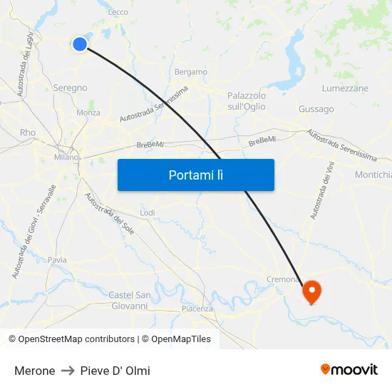 Merone to Pieve D' Olmi map