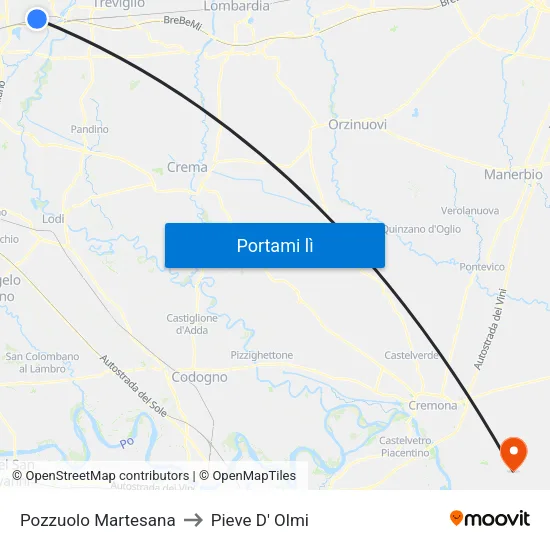 Pozzuolo Martesana to Pieve D' Olmi map
