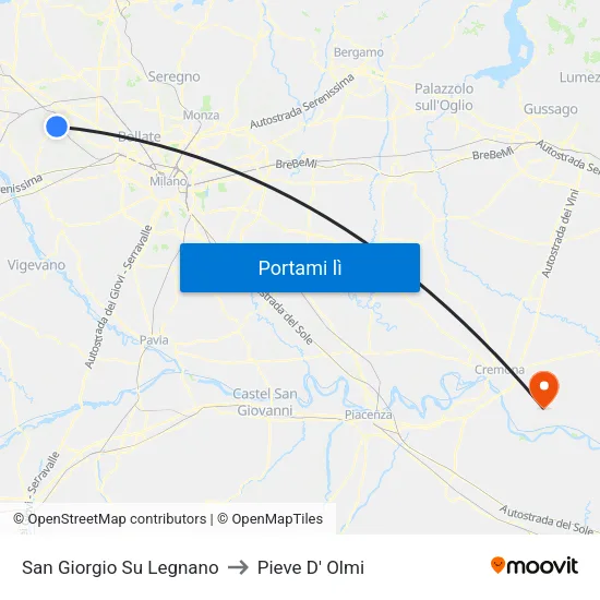 San Giorgio Su Legnano to Pieve D' Olmi map