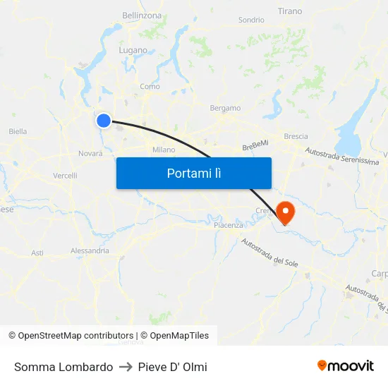 Somma Lombardo to Pieve D' Olmi map