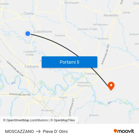 MOSCAZZANO to Pieve D' Olmi map