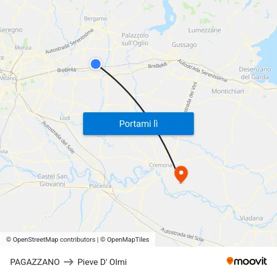 PAGAZZANO to Pieve D' Olmi map