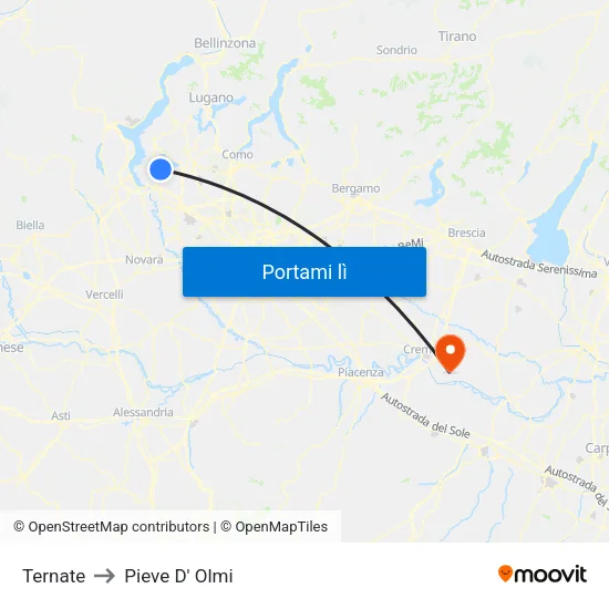 Ternate to Pieve D' Olmi map