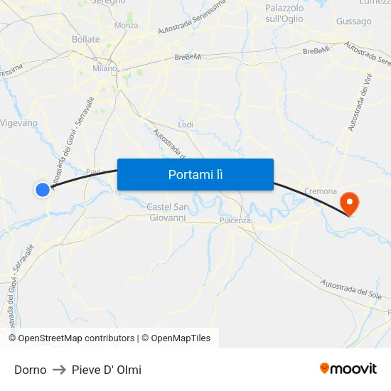 Dorno to Pieve D' Olmi map