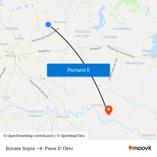 Bonate Sopra to Pieve D' Olmi map