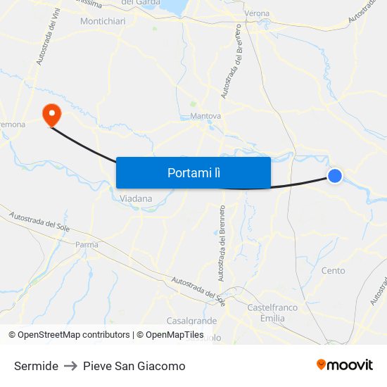 Sermide to Pieve San Giacomo map