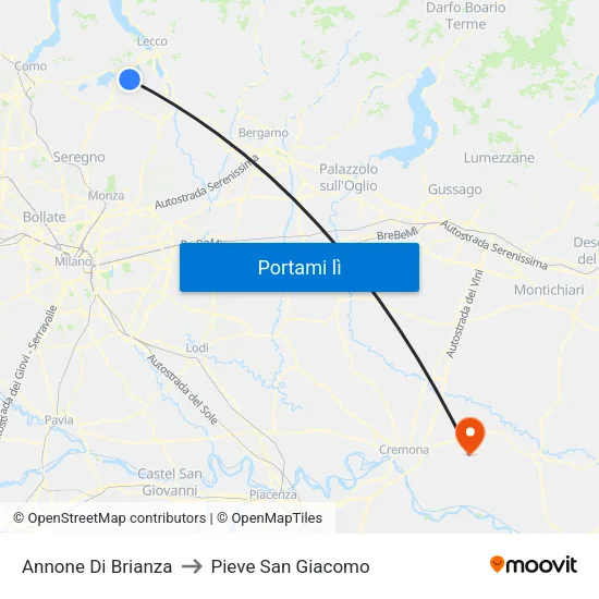 Annone Di Brianza to Pieve San Giacomo map