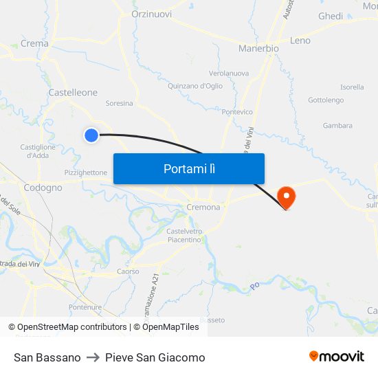 San Bassano to Pieve San Giacomo map