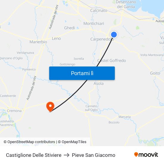 Castiglione Delle Stiviere to Pieve San Giacomo map