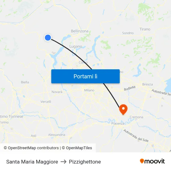 Santa Maria Maggiore to Pizzighettone map