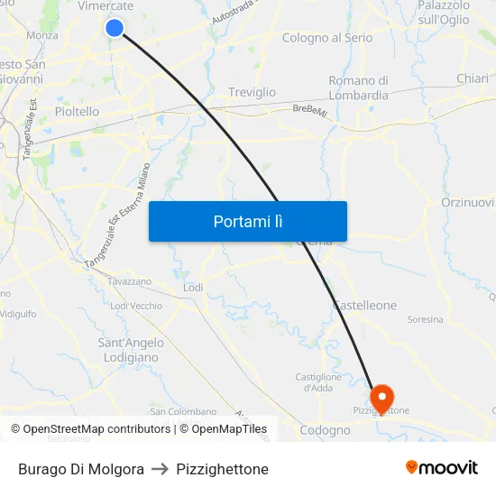 Burago Di Molgora to Pizzighettone map