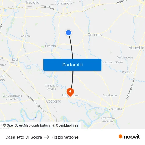 Casaletto Di Sopra to Pizzighettone map