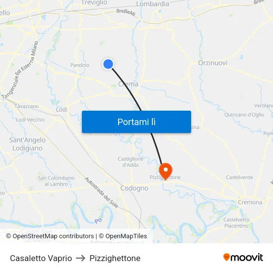 Casaletto Vaprio to Pizzighettone map