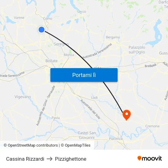 Cassina Rizzardi to Pizzighettone map