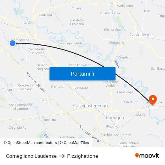 Cornegliano Laudense to Pizzighettone map