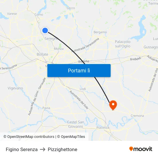 Figino Serenza to Pizzighettone map