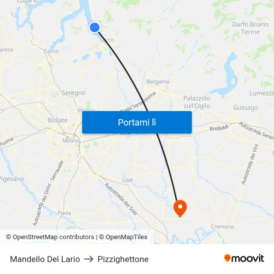 Mandello Del Lario to Pizzighettone map