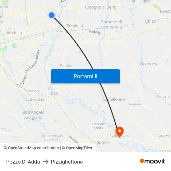 Pozzo D' Adda to Pizzighettone map