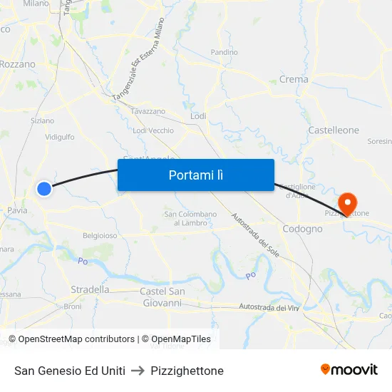 San Genesio Ed Uniti to Pizzighettone map