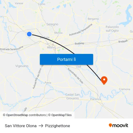 San Vittore Olona to Pizzighettone map
