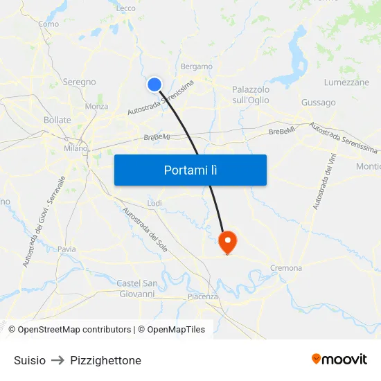 Suisio to Pizzighettone map