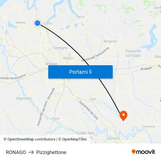 RONAGO to Pizzighettone map