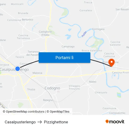 Casalpusterlengo to Pizzighettone map