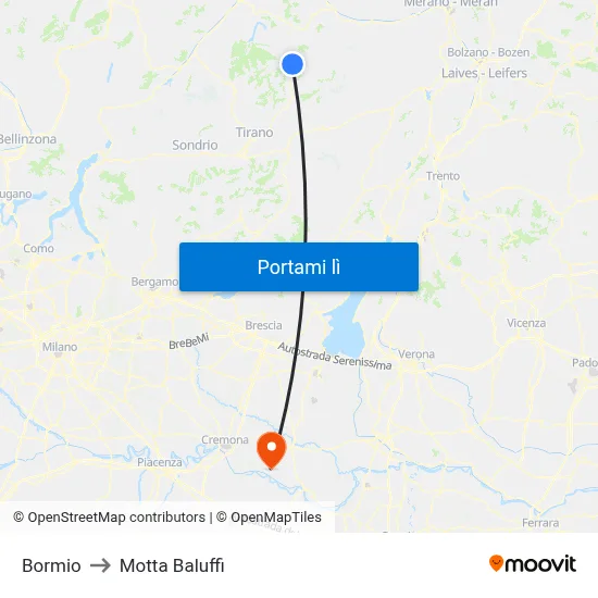 Bormio to Motta Baluffi map