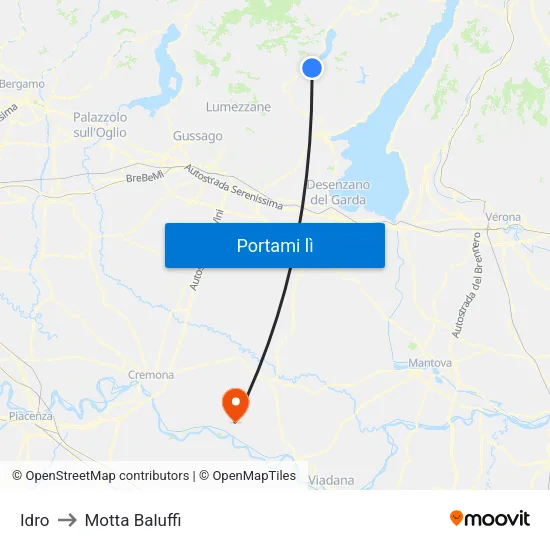 Idro to Motta Baluffi map