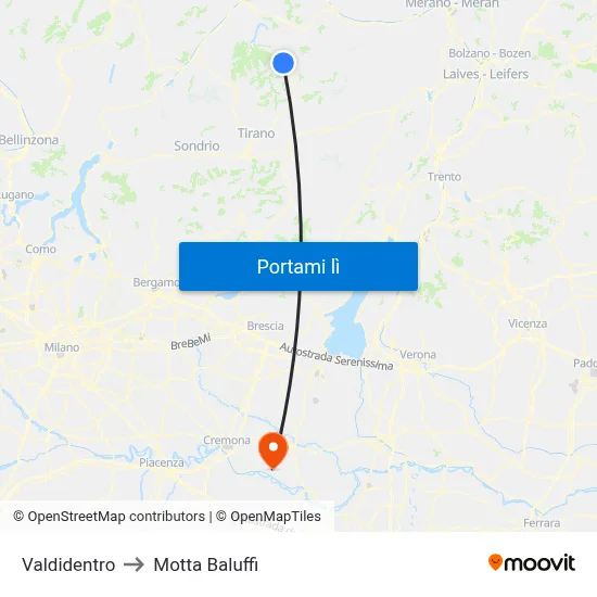 Valdidentro to Motta Baluffi map