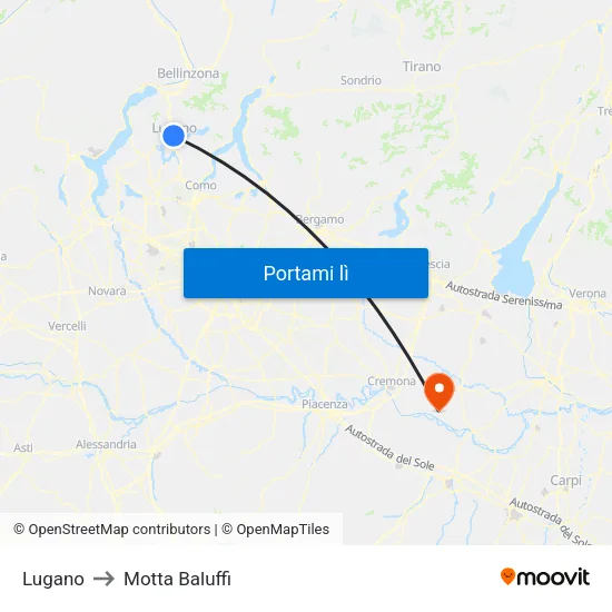Lugano to Motta Baluffi map