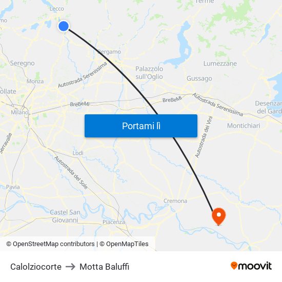 Calolziocorte to Motta Baluffi map