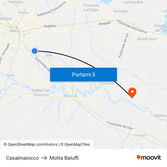 Casalmaiocco to Motta Baluffi map