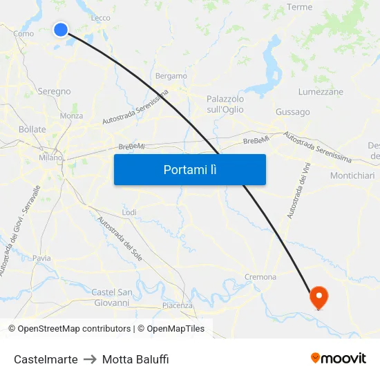 Castelmarte to Motta Baluffi map