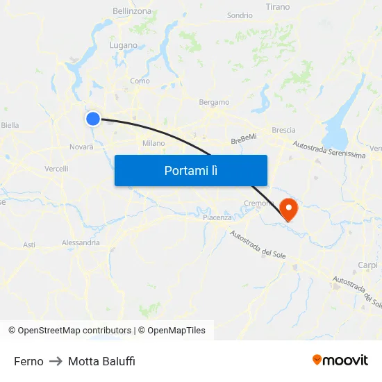 Ferno to Motta Baluffi map