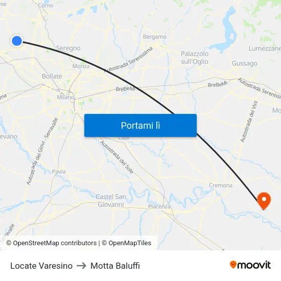 Locate Varesino to Motta Baluffi map