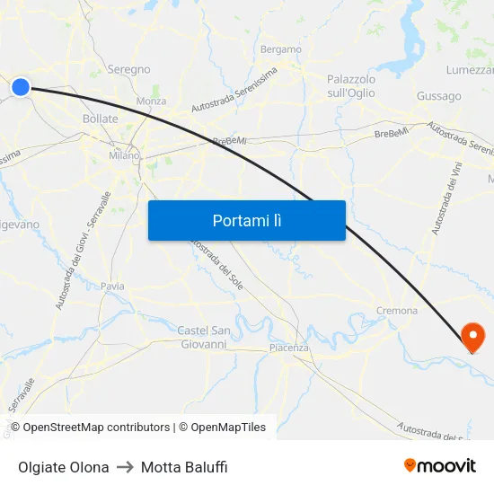 Olgiate Olona to Motta Baluffi map