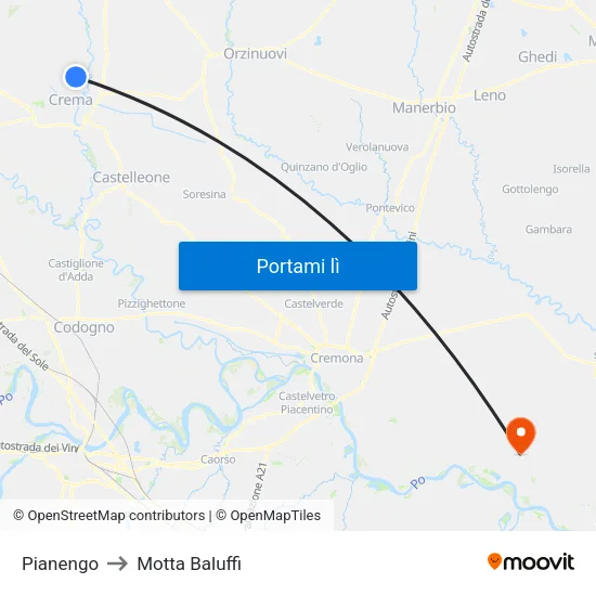 Pianengo to Motta Baluffi map