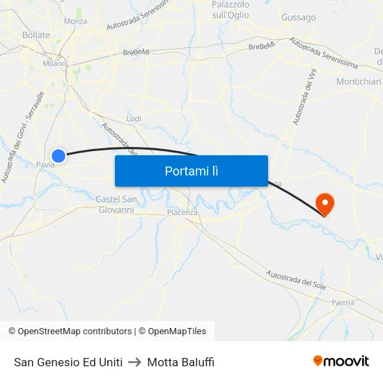 San Genesio Ed Uniti to Motta Baluffi map