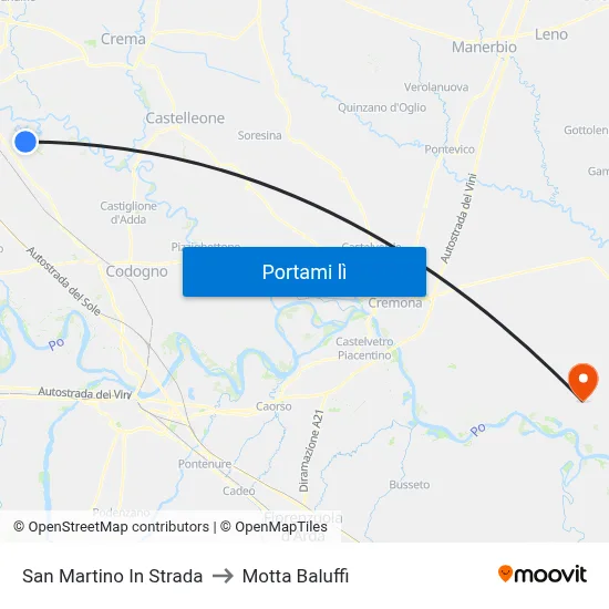 San Martino In Strada to Motta Baluffi map