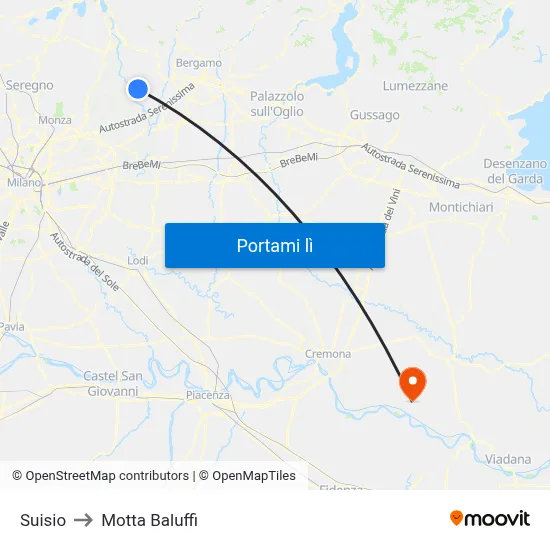 Suisio to Motta Baluffi map