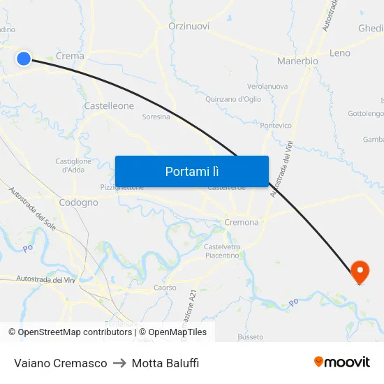 Vaiano Cremasco to Motta Baluffi map