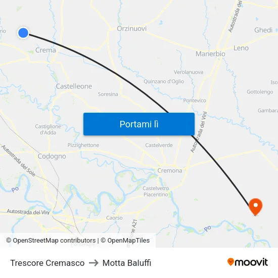 Trescore Cremasco to Motta Baluffi map