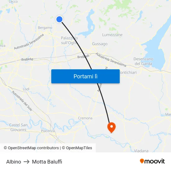 Albino to Motta Baluffi map